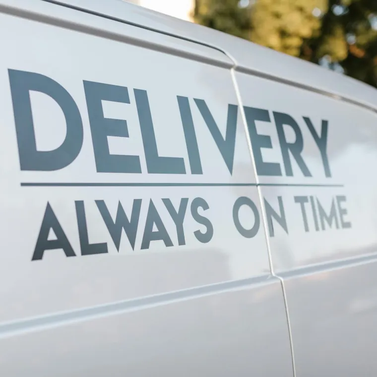 Delivery van on its route